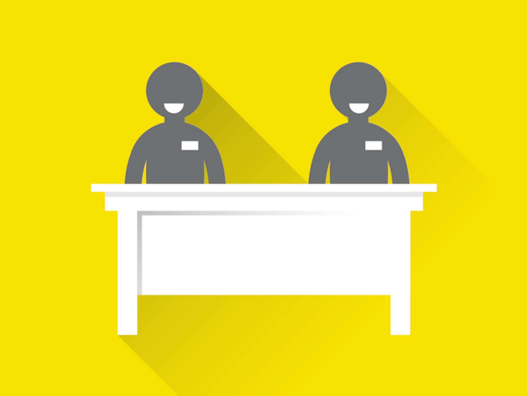 Illustration of two Elections Canada workers at a desk